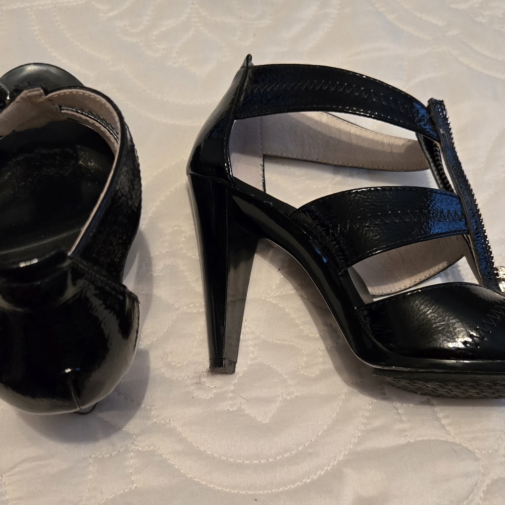 Michael Kors Black Stiletto Heels with Strappy Design